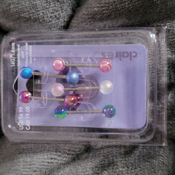 Claires tounge piercing 5 pack stainless steel 14G - Picture 1 of 2